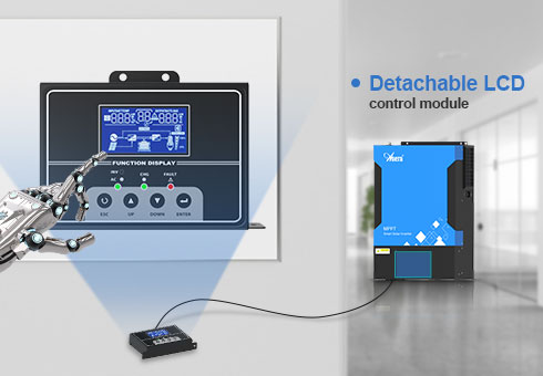 Abnehmbares LCD-Steuer modul und kann mit unterschied lich langen Verlängerung kabeln in Fernbedienfeld umgewandelt werden.