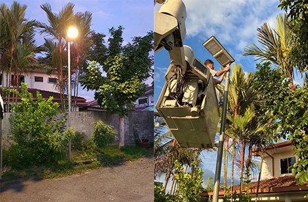 100W All in One Solar Straßen lampe in Malaysia Dörfern